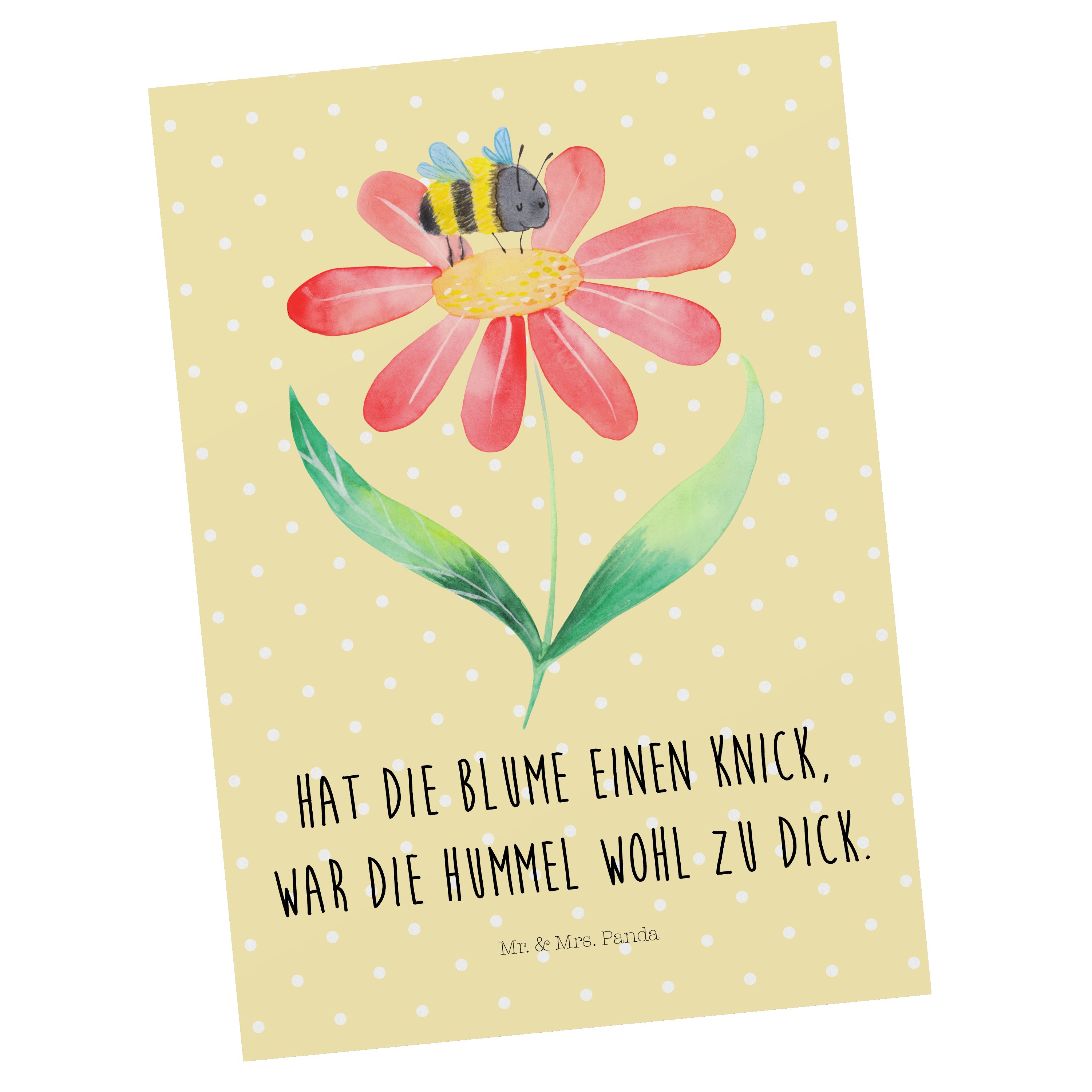Mr. & Mrs. Panda Postkarte »Hummel Blume Gelb Pastell Ansichtskarte